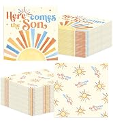 100Pcs Here Comes The Son Baby Shower Decorations Paper Napkins Disposable, Retro Boho Sun Party ...