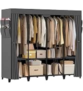 Jofuler Wardrobe Closet, Quick and Easy Assembly, Gray Large Capacity Portable Closet with 4 Hang...