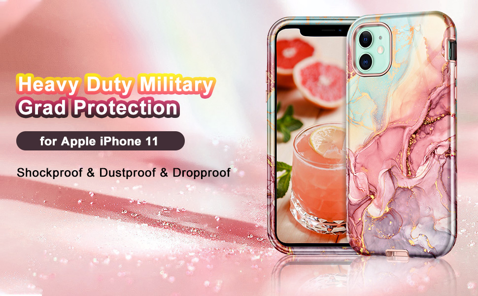 Rose Gold Marble Case for iPhone 11