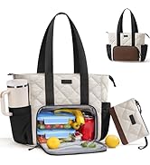 Puffer Lunch Tote Bag for Women, 15.6 Inch Laptop Work Bag with Insulated Lunch Compartment & Lar...