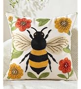 Kokaaee Embroidered Throw Pillow Cover 18x18 Inch - Spring Boho Decorative Animal Pillow Covers w...