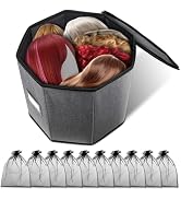 Lukeline Wig Storage Box,Wig Travel Case,Foldable Wig Travel Case for Men and Women,Yarn Organize...