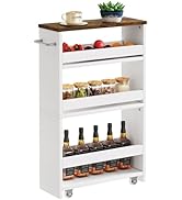 IBUYKE Slim Storage Cart 5.9" W, Rolling Organizer Trolley for Small Spaces, 4-Tier Laundry Cart ...