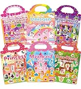 CREATIVETREES 6 Sets Reusable Sticker Book for Toddlers 3-6, Jelly Sticker Books for Toddler, Tra...
