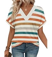 WIHOLL Womens Summer Tops Short Dolman Sleeve Shirts 2026 Fashion V Neck Outfits Clothes