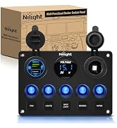 Nilight 5 Gang Multi Function Switch Panel Waterproof Pre-Wired | PD Type C and USB Outlet Digita...