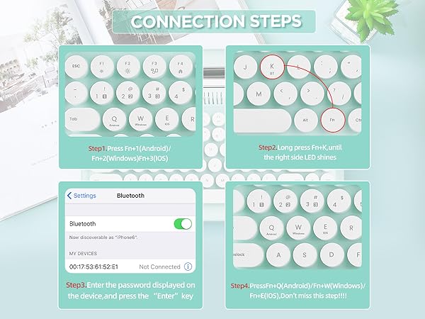 YUNZII ACTTO B303 Wireless Typewriter Keyboard, Retro Bluetooth Aesthetic Keyboard