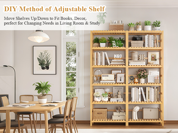 FOTOSOK 6-Tier Bamboo Shelf
