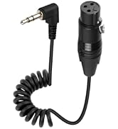 YANBORONSN 90 Degree Gold Plated 3.5mm to XLR 3Pin Female Coiled Cable, 1/8 inch Jack TRS Stereo ...