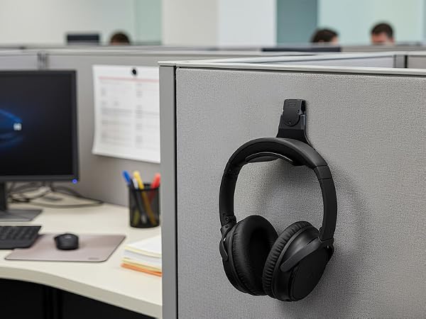 Fabric Wall Headphone Stand for Office, Cubicle Headphone Holder for Work Decor