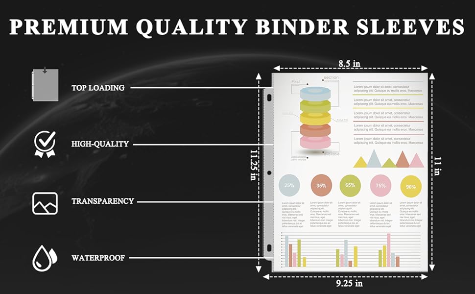 3 ring binder sleeves clear plastic