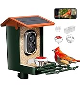 Smart Bird Feeder with Camera Solar Powered 1080P HD Video, 10,000+ Species AI Recognition, Real-...