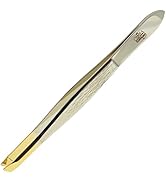 Camila Solingen CS29 3 1/2" Gold Tipped, Surgical Grade, German Stainless Steel Tweezers (Slanted...