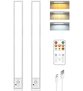 16in Under Cabinet Lighting with Remote Control,160 LED Motion Sensor Light Indoor,4000mAh USB Re...