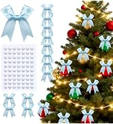 TIMESEEK 60-Pack Satin Ribbon Twist Tie Bows for Gift Wrapping, 3.3" Cerulean Blue Gift Wrap Bows...