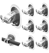6PCS No Drill Curtain Rod Brackets Self Adhesive Curtain Rod Holder No Drilling Curtain Rod Hooks...