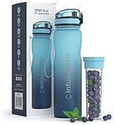 Infusion Pro 32 oz Fruit Infuser Water Bottle with Time Marker - Flip Top Locking Lid, Insulated ...