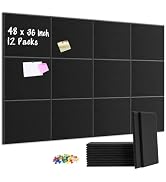 DOLLAR BOSS Large Cork Board for Wall 48" x 36" x 0.5" Bulletin Board 12 Packs Black Cork Board T...