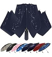 ZDSSM Compact Inverted Travel Umbrella, Automatic Open Close, 9-Rib 46 Inch Windproof Umbrella, W...