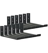 HEART ART Black Shelf Bracket 6 inch, Shelf Bracket 12 Pack,J Metal Heavy Duty Shelf Support Brac...