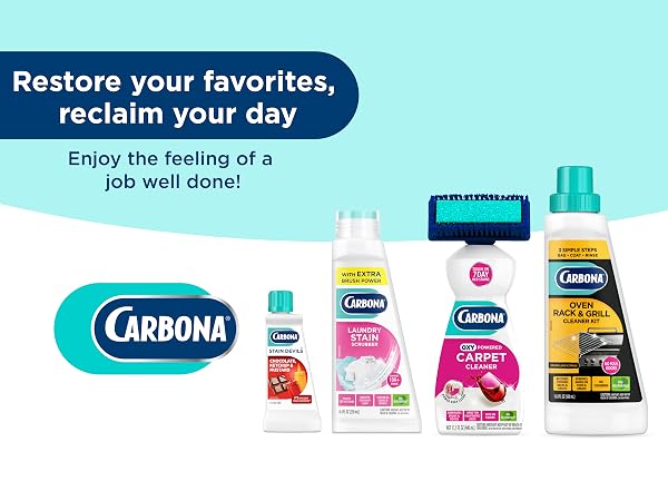 Carbona laundry products for removing stains and keeping clothes clean and fresh