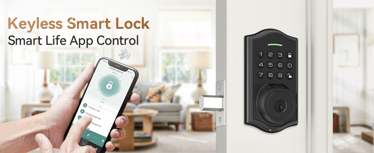 keypad door lock with handle