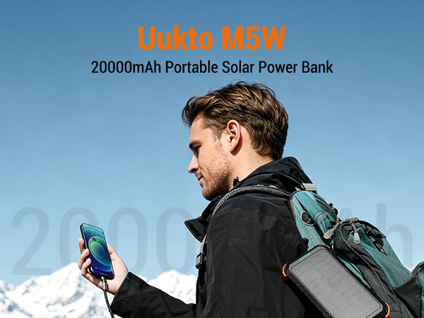 Uukto M5W 20000mAh Portable Solar Power Bank