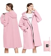 LAMA Long Raincoat, Waterproof Rain Jacket with Hooded, Lightweight Windbreaker, Packable Rainwea...