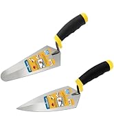 PAASTAI 2 Pcs Masonry Trowel Set, 6" Round & Pointed Trowel Masonry, Set with Soft Non-Slip Handl...