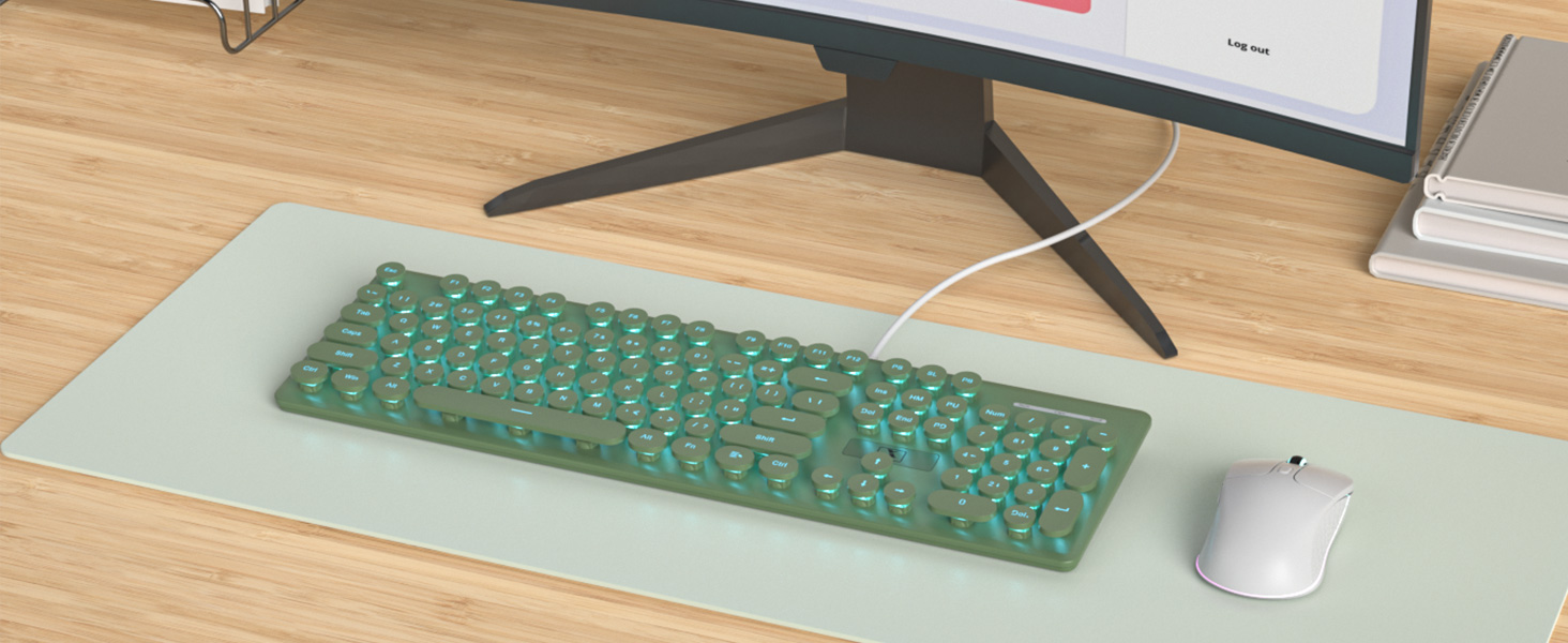 green typewriter keyboard wired