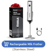 Bonsenkitchen Rechargeable Milk Frother with Stand, 3-Speed Handheld Coffee Frother, Dual Spring ...