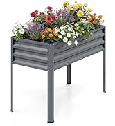 Giantex Raised Garden Bed with Legs, 48" x 22" x 32" Metal Large Elevated Planter Box for Vegetab...