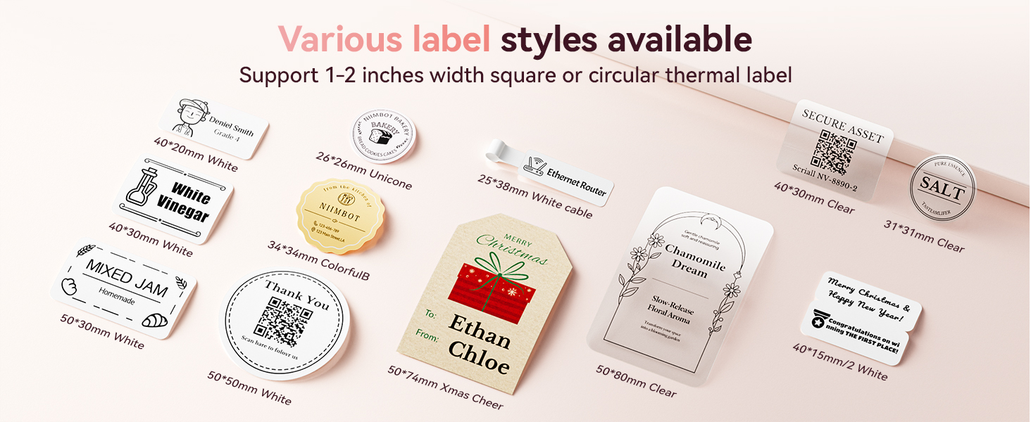 NIIMBOT B2 2 Inch Portable Label Maker with various label to choose