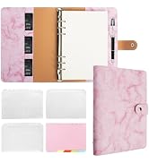 FYY Leather A5 Refillable Binder - 6 Ring Notebook with Pockets, Dividers, Refill Paper, PU Leath...