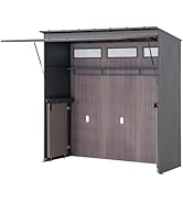 Sunjoy 3 x 7 ft. Outdoor Kitchen Wood Grain Stylish Steel Outdoor Grill Kitchen with Easy-Lift Ga...