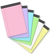 6 Pack 5 x 8 Inch Colored Legal Pads, 6 Bright Colors Double-Sided Lined Notepads with Hard Backi...