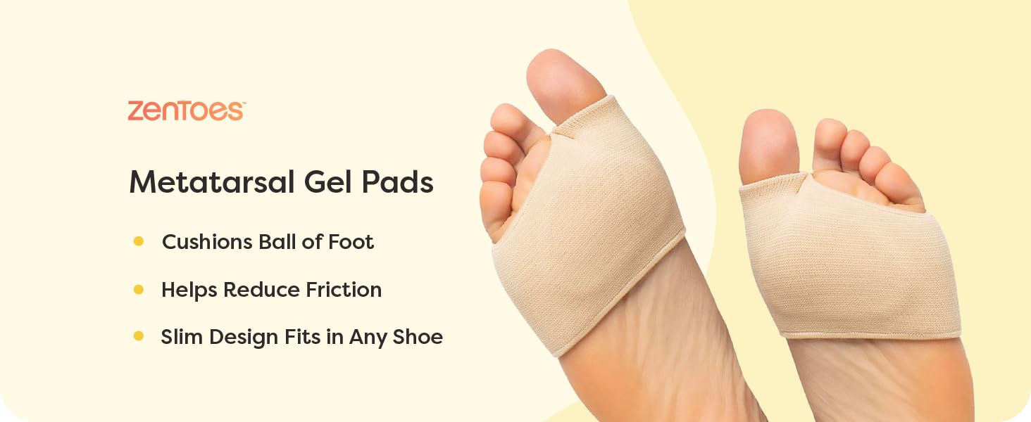 zentoes metatarsal gel pads ball of foot cushions friction reduction shock absorbtion