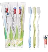 HQSLsund Disposable Toothbrushes with Toothpaste Individually Wrapped, Manual Disposable Travel T...