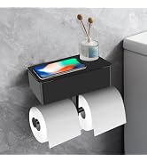 BOSOEI Toilet Paper Holder with Storage Shelf, Double Roll Bathroom Toilet Tissue Holder, Stainle...