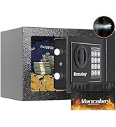 Voncabay Money Safe Box for Home with Sensor Light & Fireproof Security Safe Box for Money Safe w...