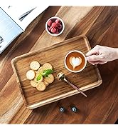 James.F Wood Food Serving Tray, Large Acacia Wooden Trays for Serving Food, Regangle Service Tray...
