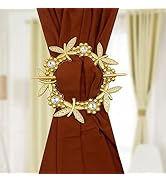 HEVSTIL Set of 2 Dragonfly Shape Curtain Tieback Gold Curtain Tie with Rod Curtain Ring Drapery T...