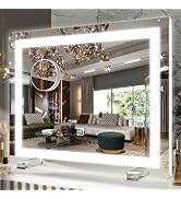 FENNIO Vanity Mirror with Lights,20"x23" Lighted Makeup Mirror, Large Makeup Mirror with Lights, ...