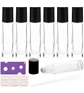 ZIZEMOJA 6Pcs 10ml Essential Oil Roller Bottles, with Stainless Steel Roller Balls, 10ml Clear Gl...