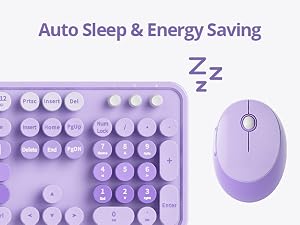 purple keyboard and mouse wireless cute colorful retro typewriter full size keyboard