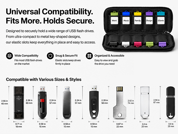 anti static usb flash drive case holder with labeling stickers small tech organizer for purse bag