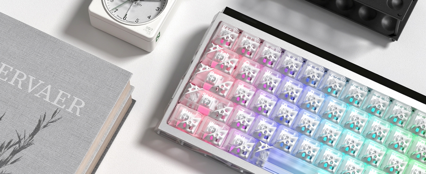 Honeycomb Clear Keycaps, Black Shine Through Keycaps, Jelly Keycap Transparent keyboard Cap