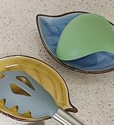 Ceramic Spoon Rest for Stove Top, Ice Cracks Leaf Cute Spoon Rest for Kitchen Counter, Cooking Sp...