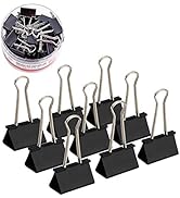 Coideal Medium Binder Paper Clips Clamps Black, 24 Per Tub 1 1/4 Inch Metal Foldback Bull Clip fo...
