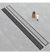 EBYTE Linear Drain 48 Inch - SUS 304 Stainless Steel Shower Drain, Matte Black Linear Shower Drai...
